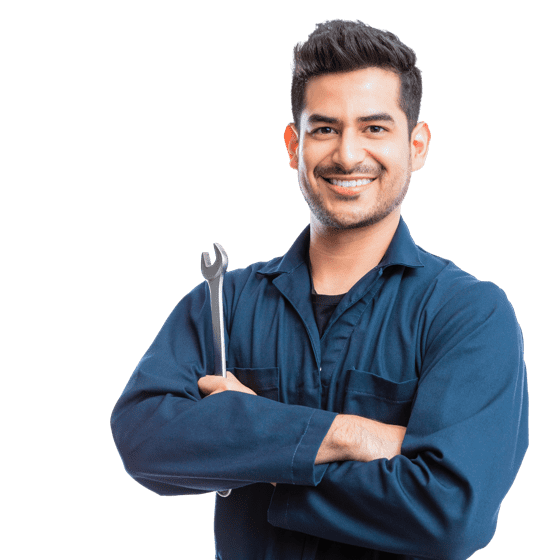mechanic holding spanner